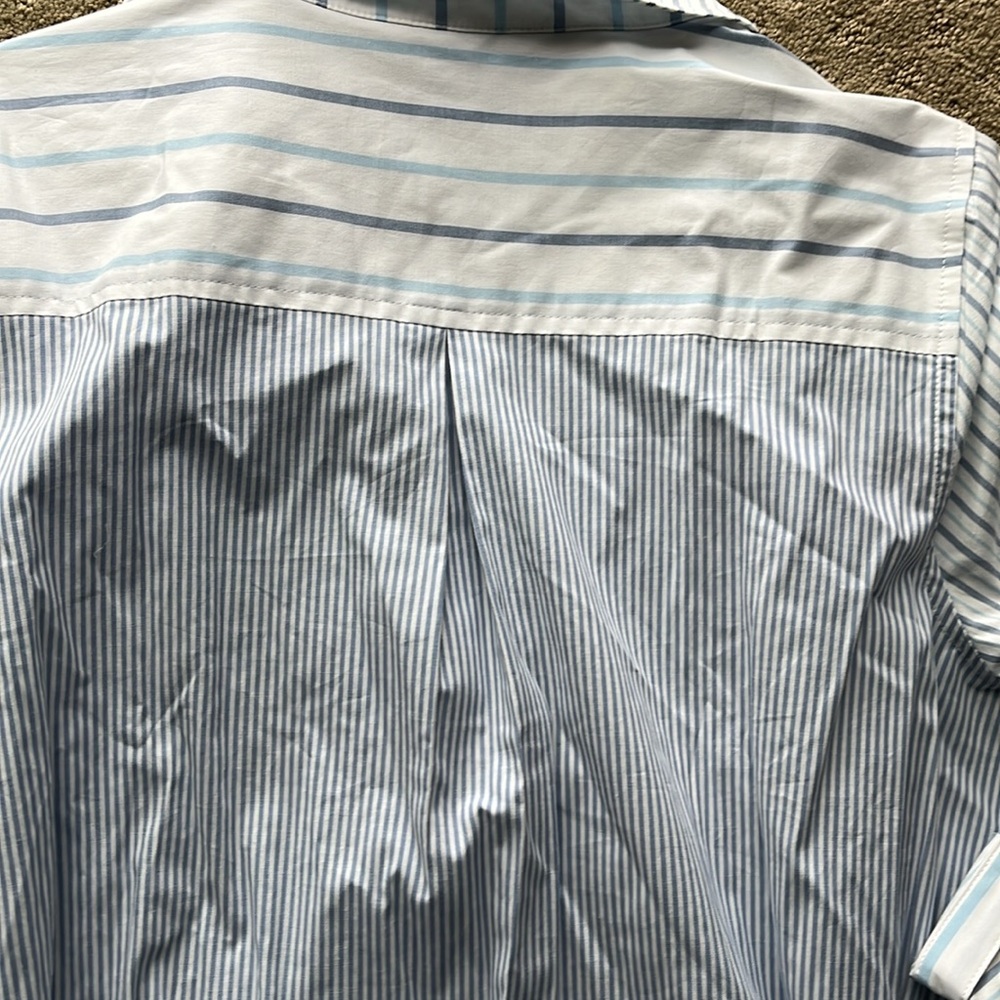 Croft & Barrow mixed Stripe Blue poplin Shirt Dress with Belt, NWOT medium - Picture 8 of 8